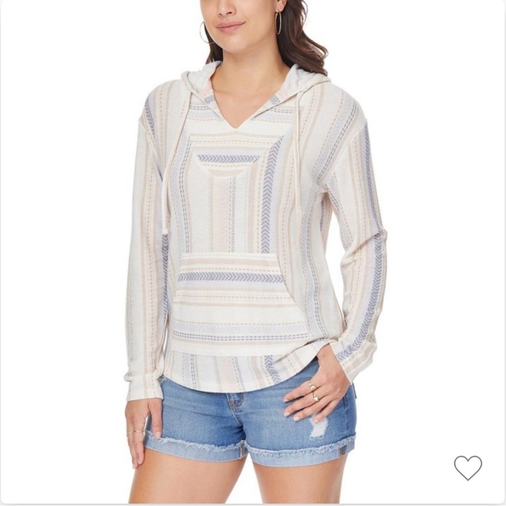 New Wallflower vintage style Women's Striped V-Neck Hoodie, size Medium